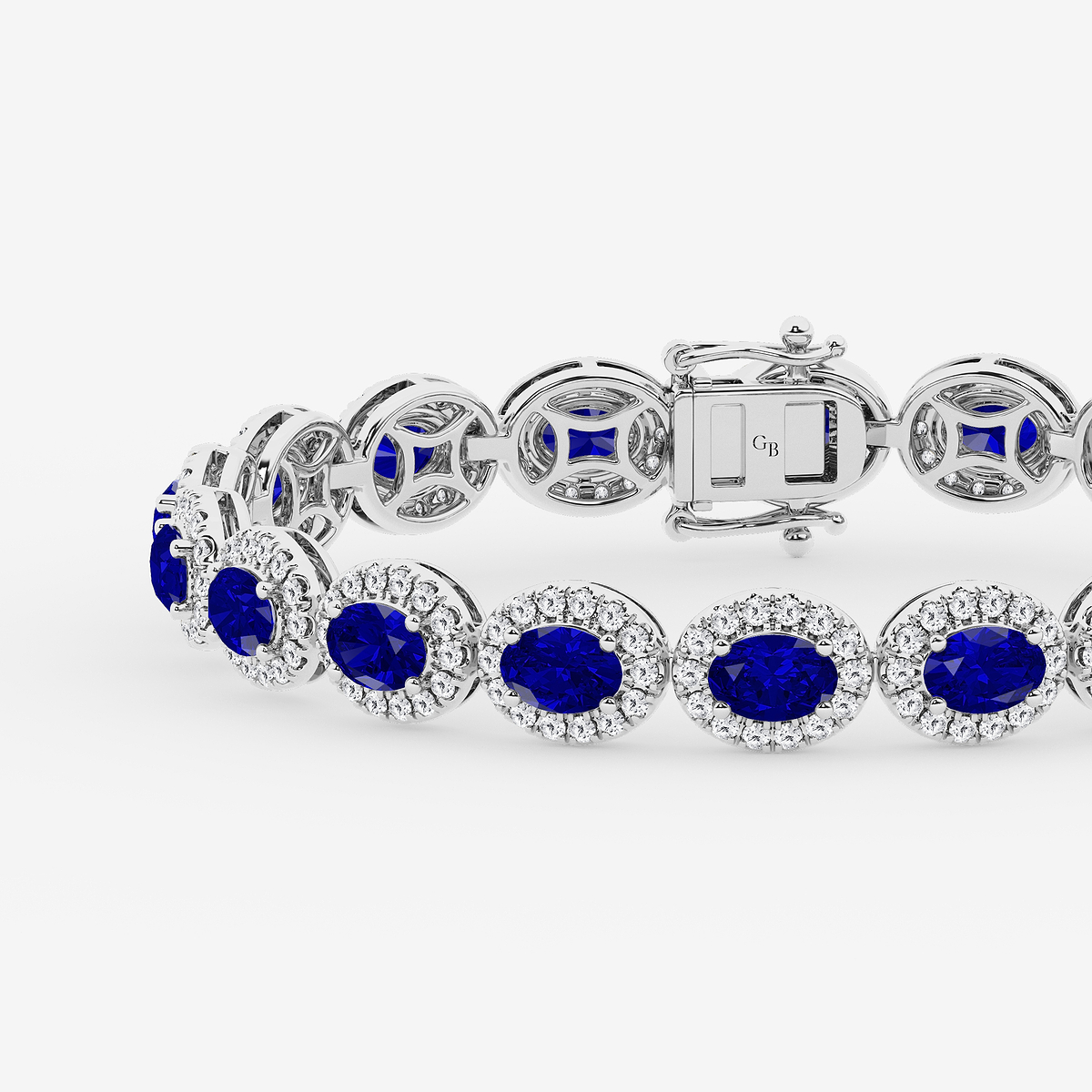 Additional Image 1 for  8 1/2 Oval Cut Created Sapphire and Round Lab Grown Diamond Bracelet - 7 Inches